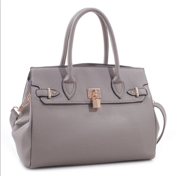 Pebble Gray Leather Satchel - Picture 1 of 8